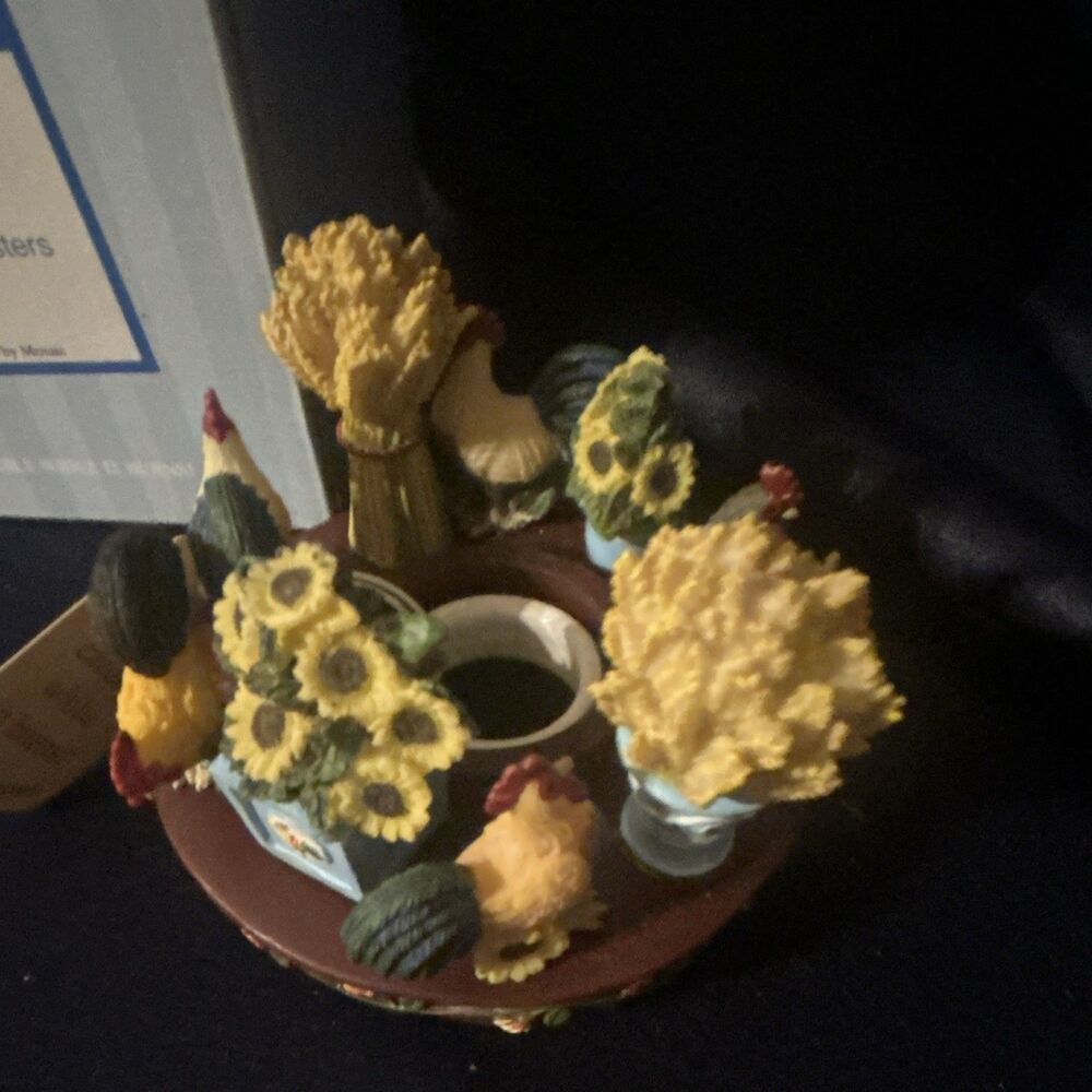 Deb Strain Roosters Candle Capper New In Box Old Virginia Candle Company Ring